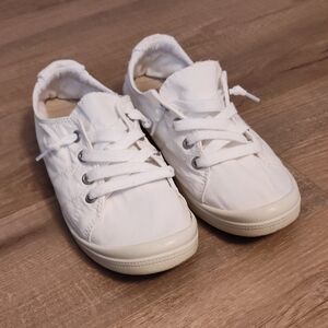 White Canvas Slip On Shoes